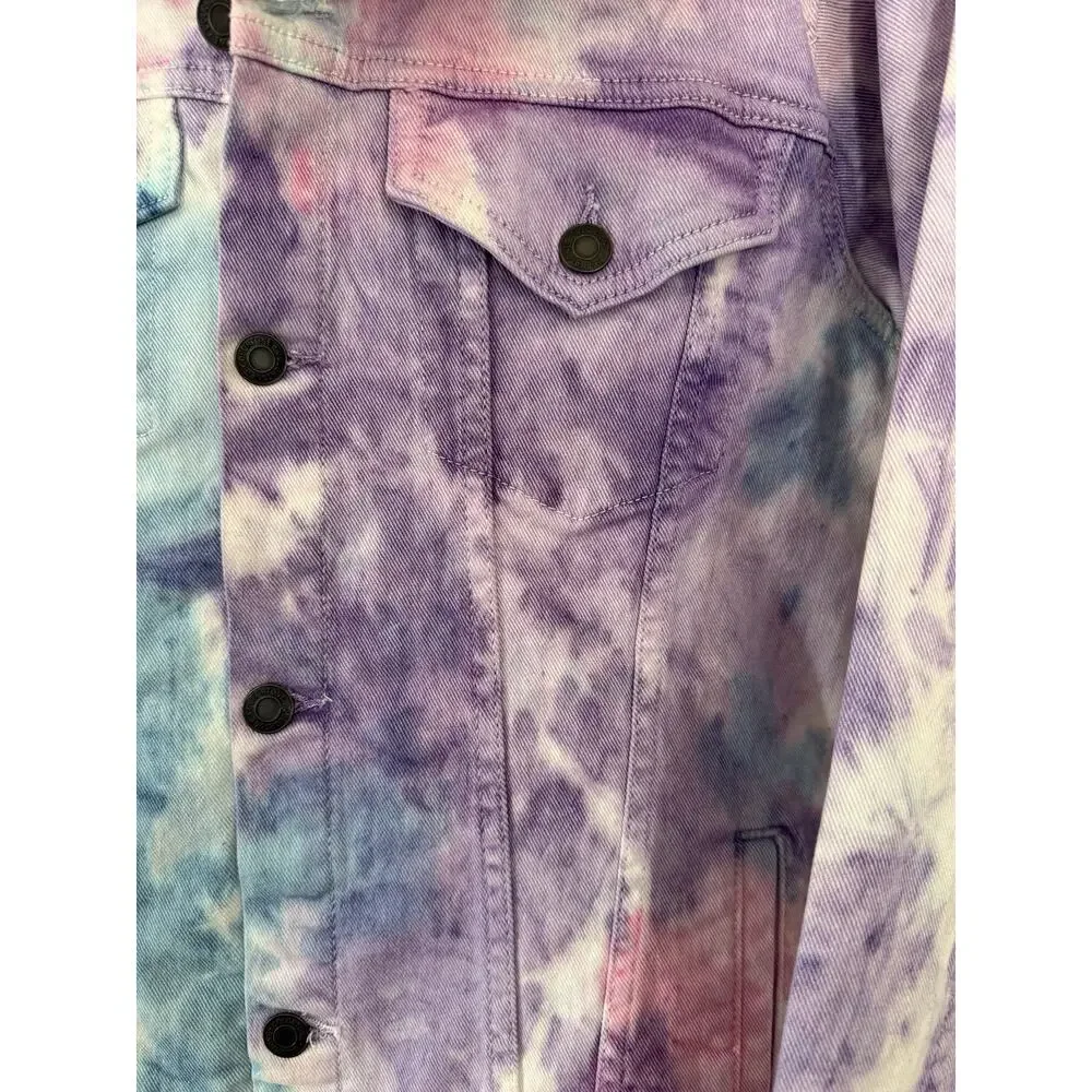 TAYLOR SWIFT 1989 Girls Blue Pink Tie Dye Denim Jacket Swifty Size Small